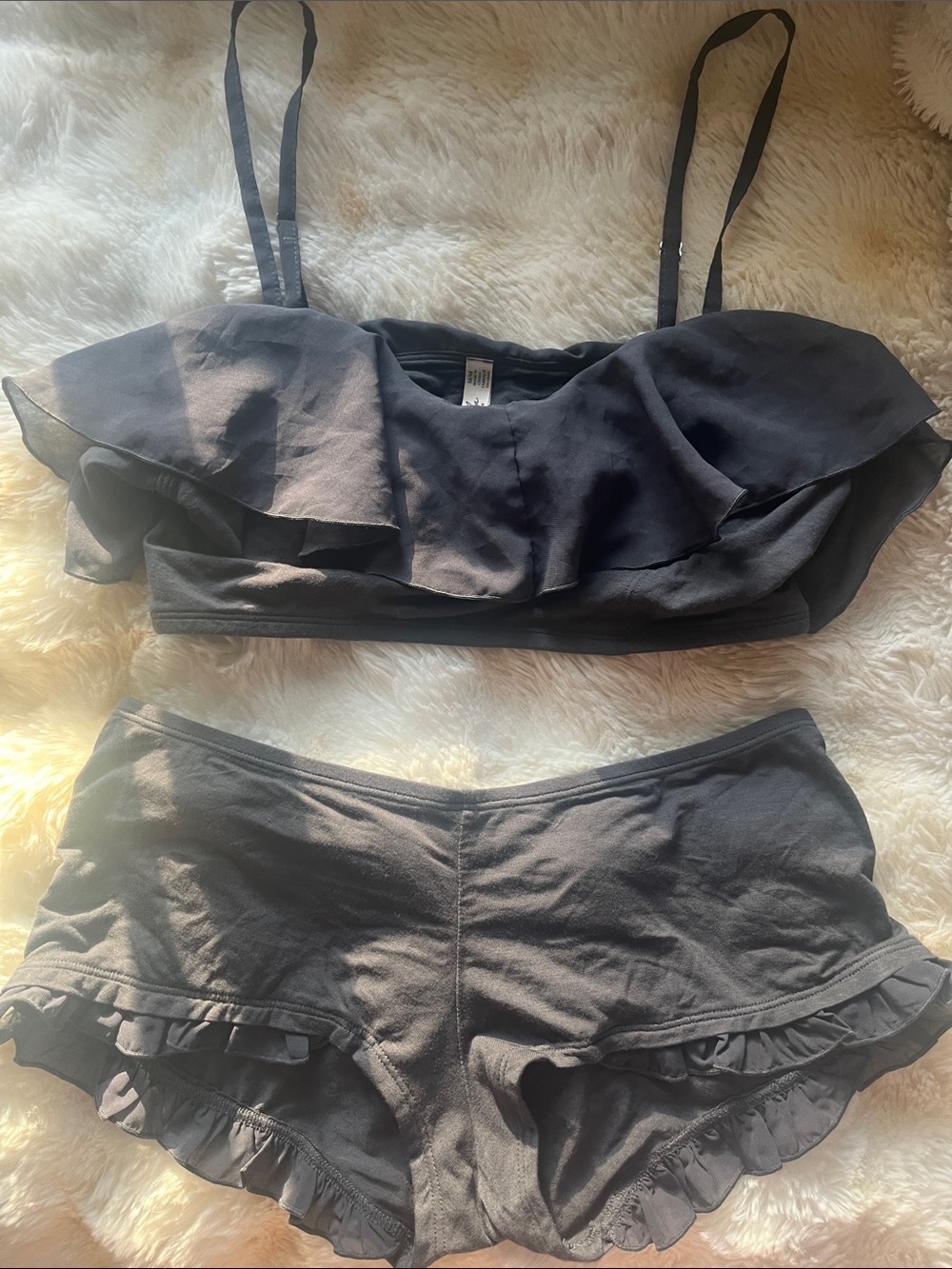 Dark grey Ruffle Two-Piece Swim Set